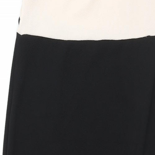 Select Womens Black Colourblock Polyester Pencil Dress Size 16 V-Neck Pullover - Ruffle