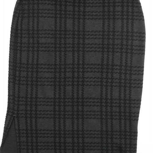 Marks and Spencer Womens Black Check Polyester Straight & Pencil Skirt Size 16