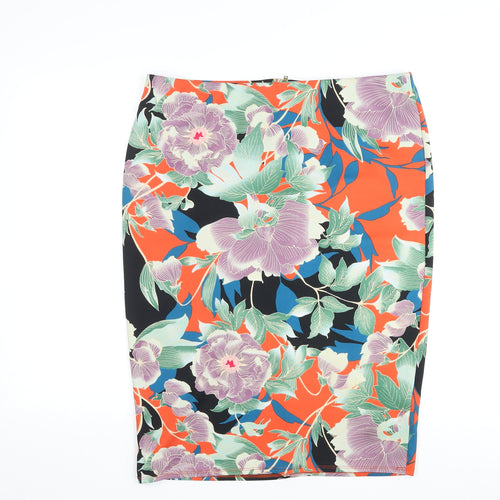 Dorothy Perkins Womens Multicoloured Floral Polyester Straight & Pencil Skirt Size 18 Zip