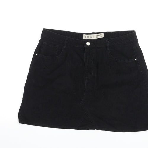 Denim & Co. Womens Black Cotton Mini Skirt Size 16 Zip
