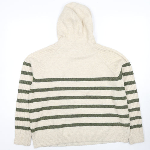 Marks and Spencer Womens Beige Striped Acrylic Pullover Hoodie Size M Pullover