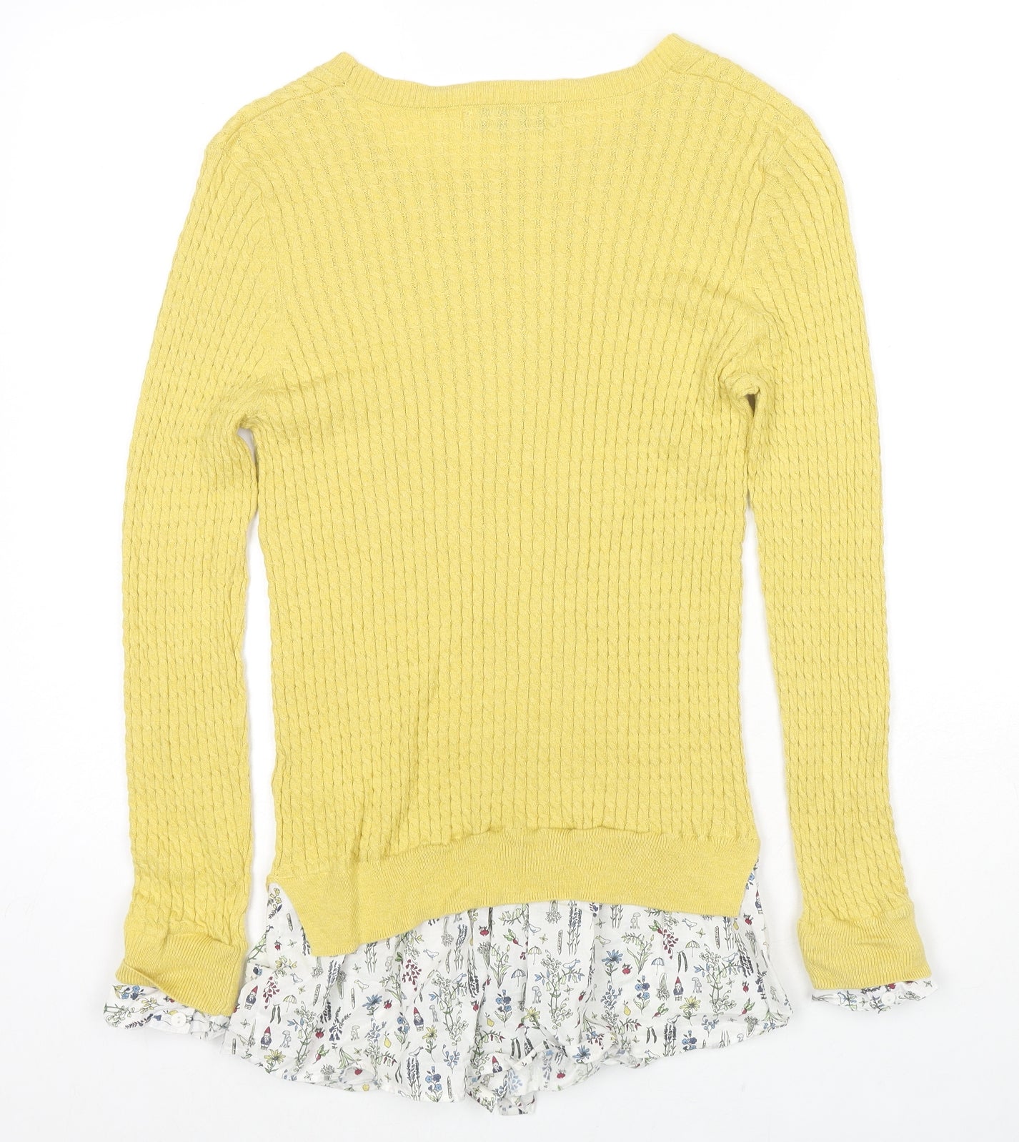 NEXT Womens Yellow Boat Neck Cotton Pullover Jumper Size 12