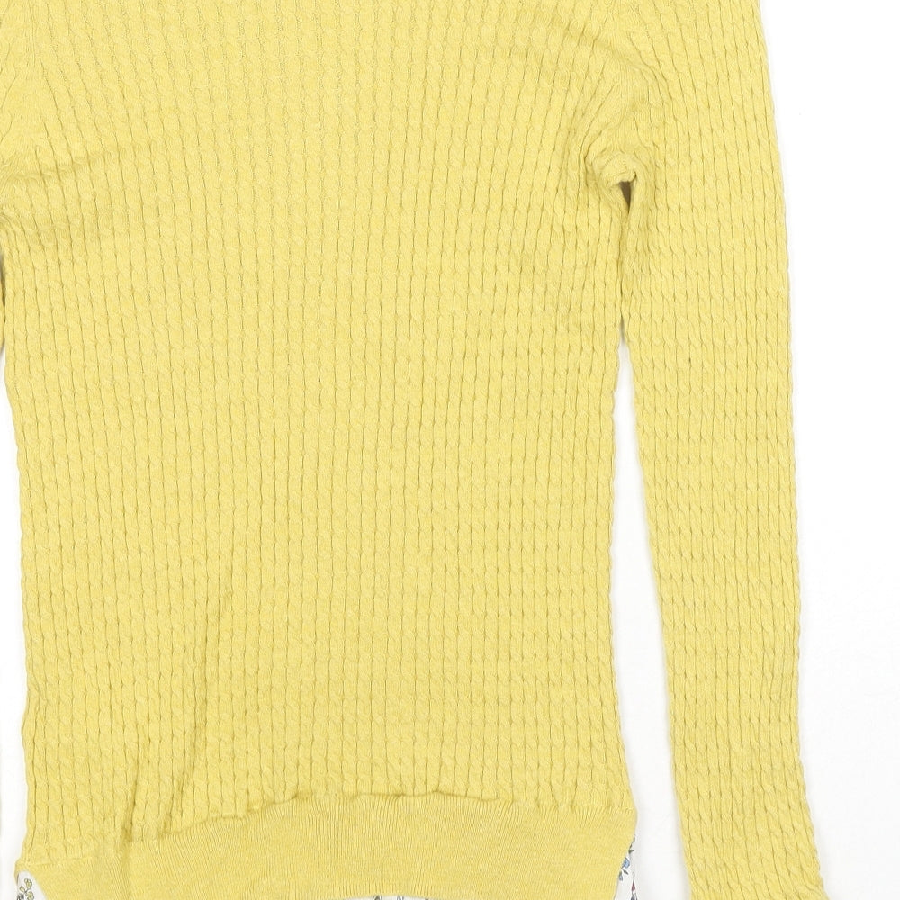 NEXT Womens Yellow Boat Neck Cotton Pullover Jumper Size 12