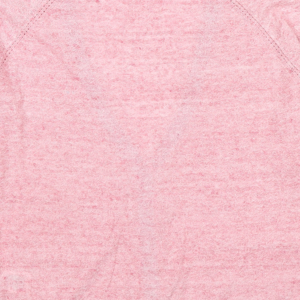 White Stuff Womens Pink V-Neck Cotton Cardigan Jumper Size 8