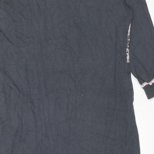 Monsoon Womens Grey Cotton Shift Size 18 Round Neck Pullover - Fair Isle Pattern