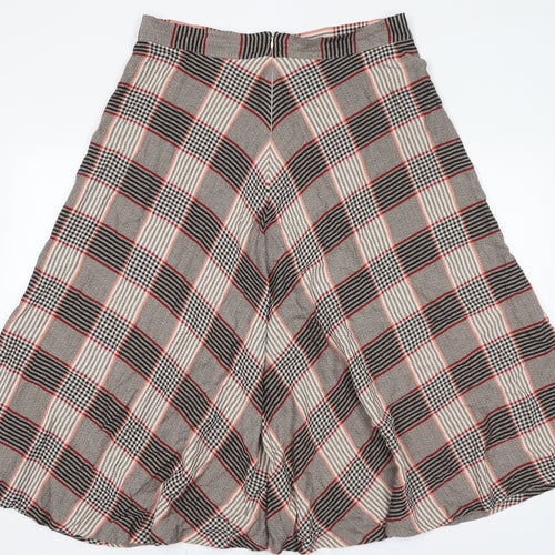 Per Una Womens Beige Check Viscose Flare Skirt Size 16 Zip - Plaid Pattern