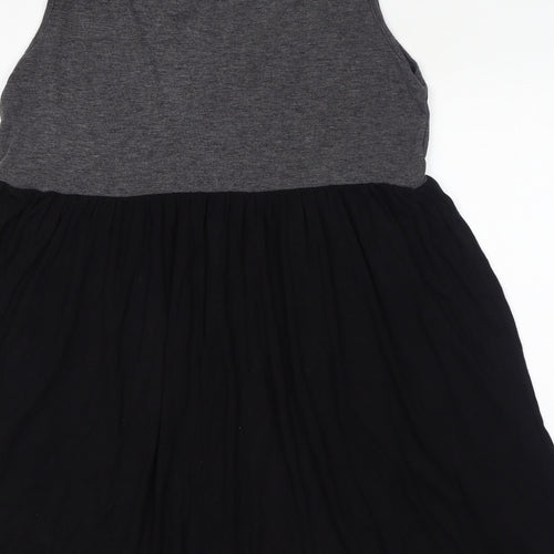 Boohoo Womens Black Viscose Tank Dress Size 14 Round Neck Pullover