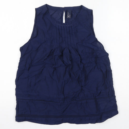 Gap Womens Blue Cotton Basic Blouse Size XS Round Neck