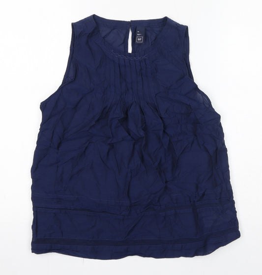 Gap Womens Blue Cotton Basic Blouse Size XS Round Neck