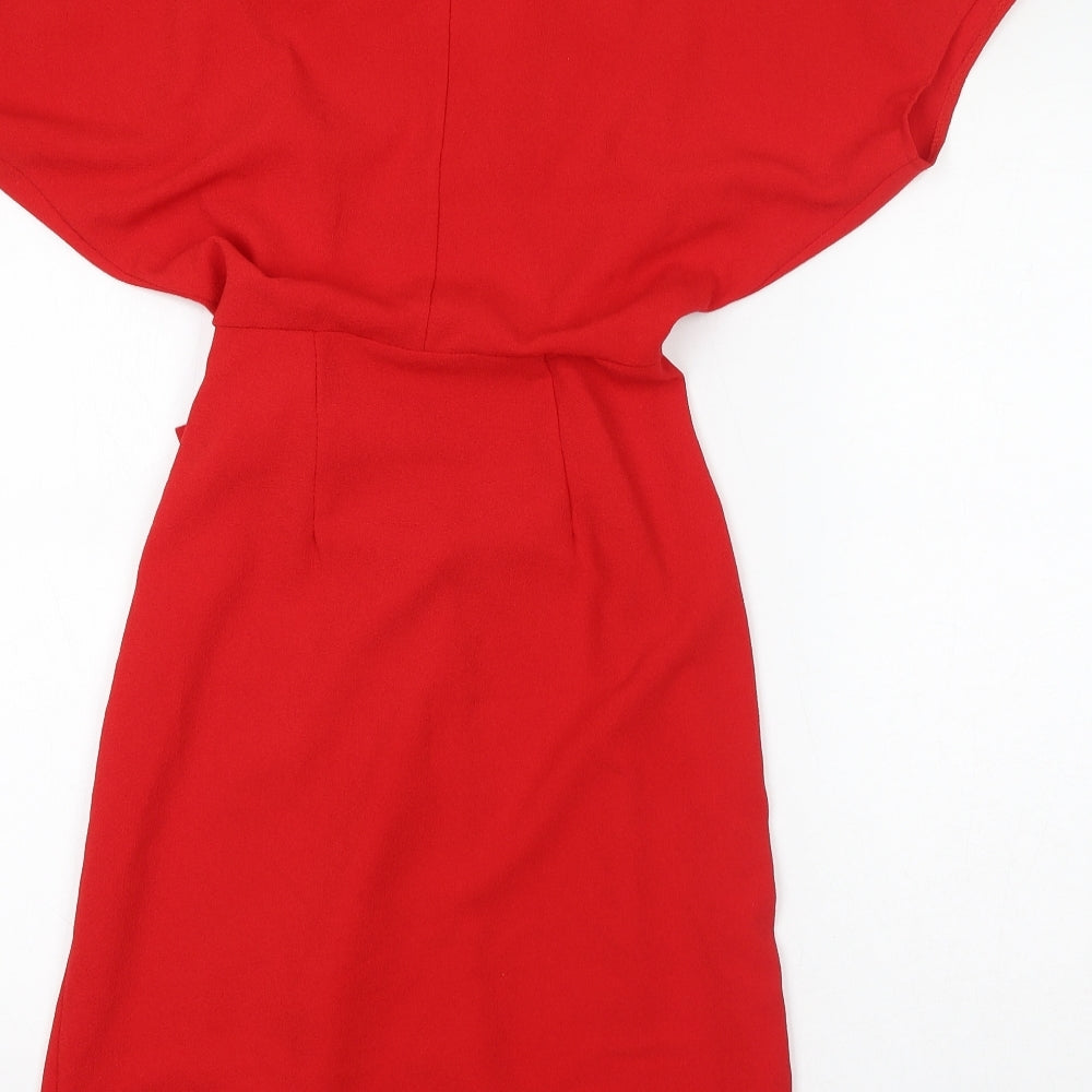 RIDE Womens Red Polyamide Wrap Dress Size XS V-Neck Button