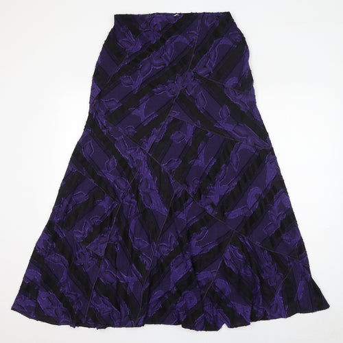 Per Una Womens Purple Geometric Polyamide A-Line Skirt Size 12