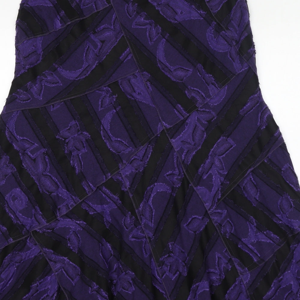 Per Una Womens Purple Geometric Polyamide A-Line Skirt Size 12
