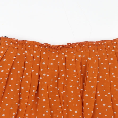 Uniqlo Womens Orange Polka Dot Polyester Flare Skirt Size 12