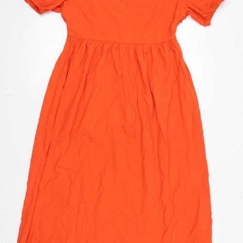 River Island Womens Orange Viscose A-Line Size 10 Square Neck Pullover