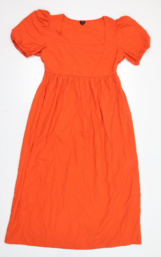 River Island Womens Orange Viscose A-Line Size 10 Square Neck Pullover