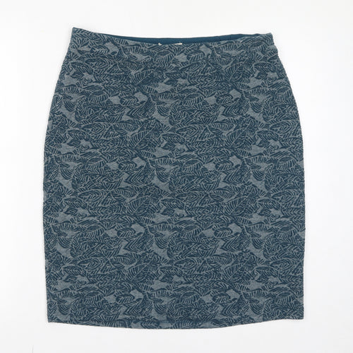 White Stuff Womens Blue Geometric Cotton Straight & Pencil Skirt Size 14