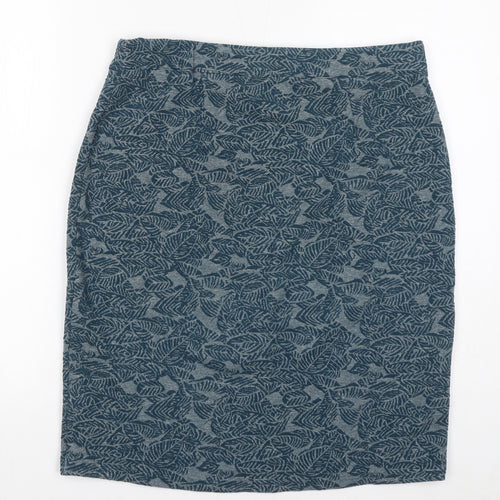 White Stuff Womens Blue Geometric Cotton Straight & Pencil Skirt Size 14