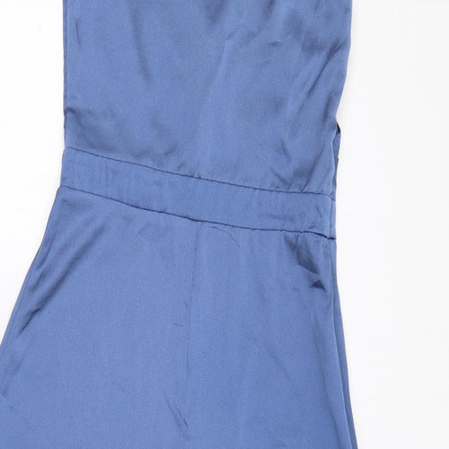 TFNC Womens Blue Polyester Fit & Flare Size 8 One Shoulder Zip
