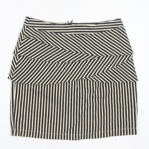 Stella Morgan Womens Black Striped Cotton Straight & Pencil Skirt Size S Zip