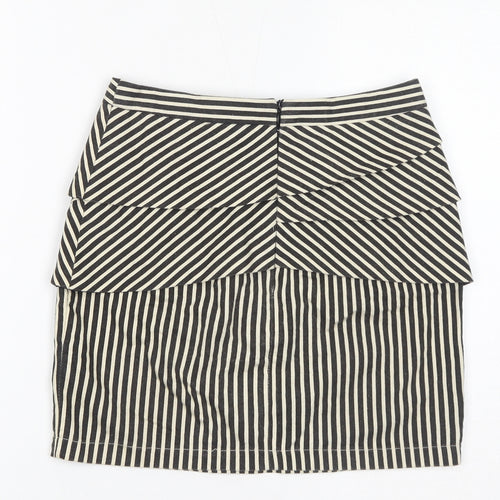 Stella Morgan Womens Black Striped Cotton Straight & Pencil Skirt Size S Zip