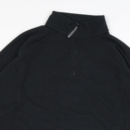 Berghaus Womens Black Polyester Pullover Sweatshirt Size 16 Zip - Sleeve Logo 1/4 Zip