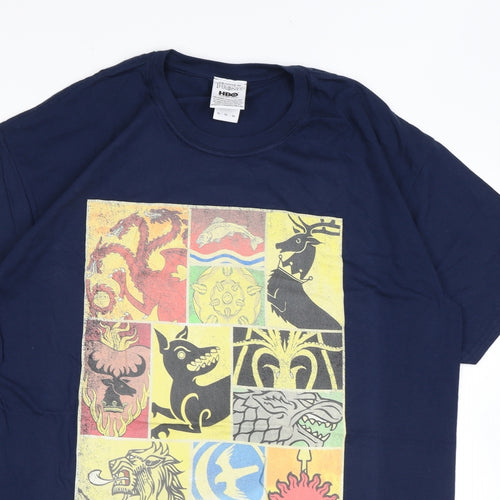 Game Of Thrones Mens Blue Cotton T-Shirt Size XL Crew Neck
