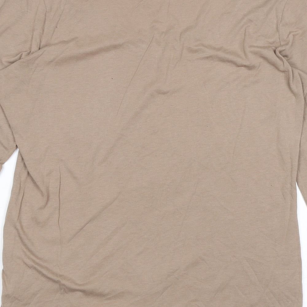 Marks and Spencer Womens Brown Modal Basic T-Shirt Size 12 Scoop Neck