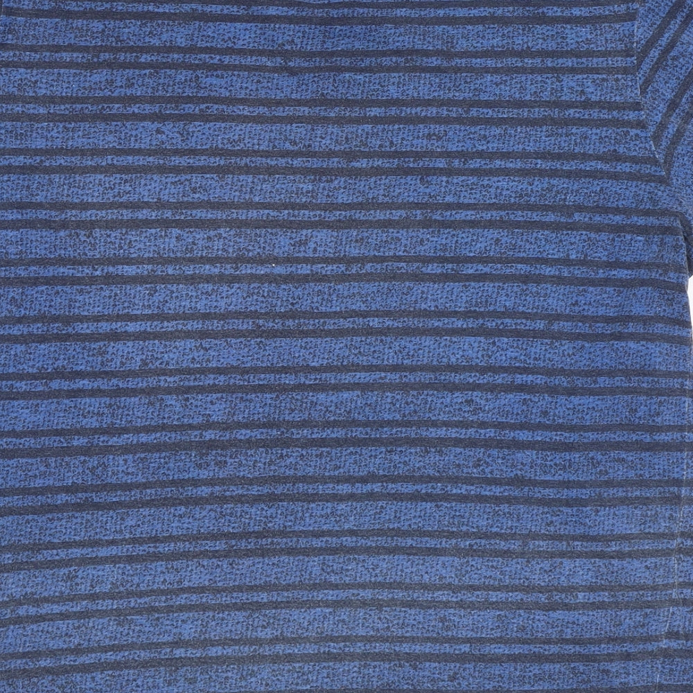 Lee Cooper Mens Blue Striped Polyester T-Shirt Size L Crew Neck