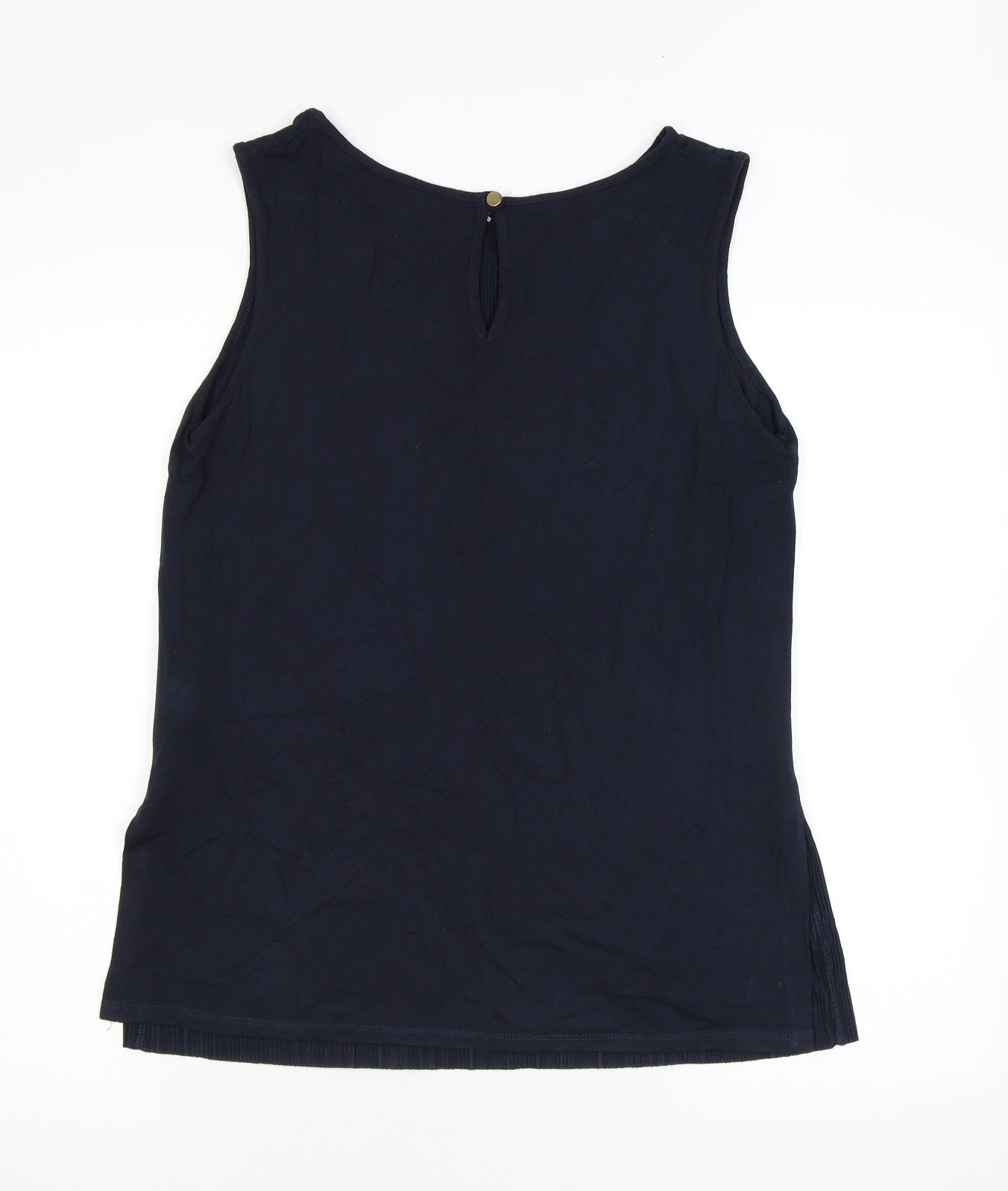 Marks and Spencer Womens Blue Viscose Basic Tank Size 10 Boat Neck - Pleated Front