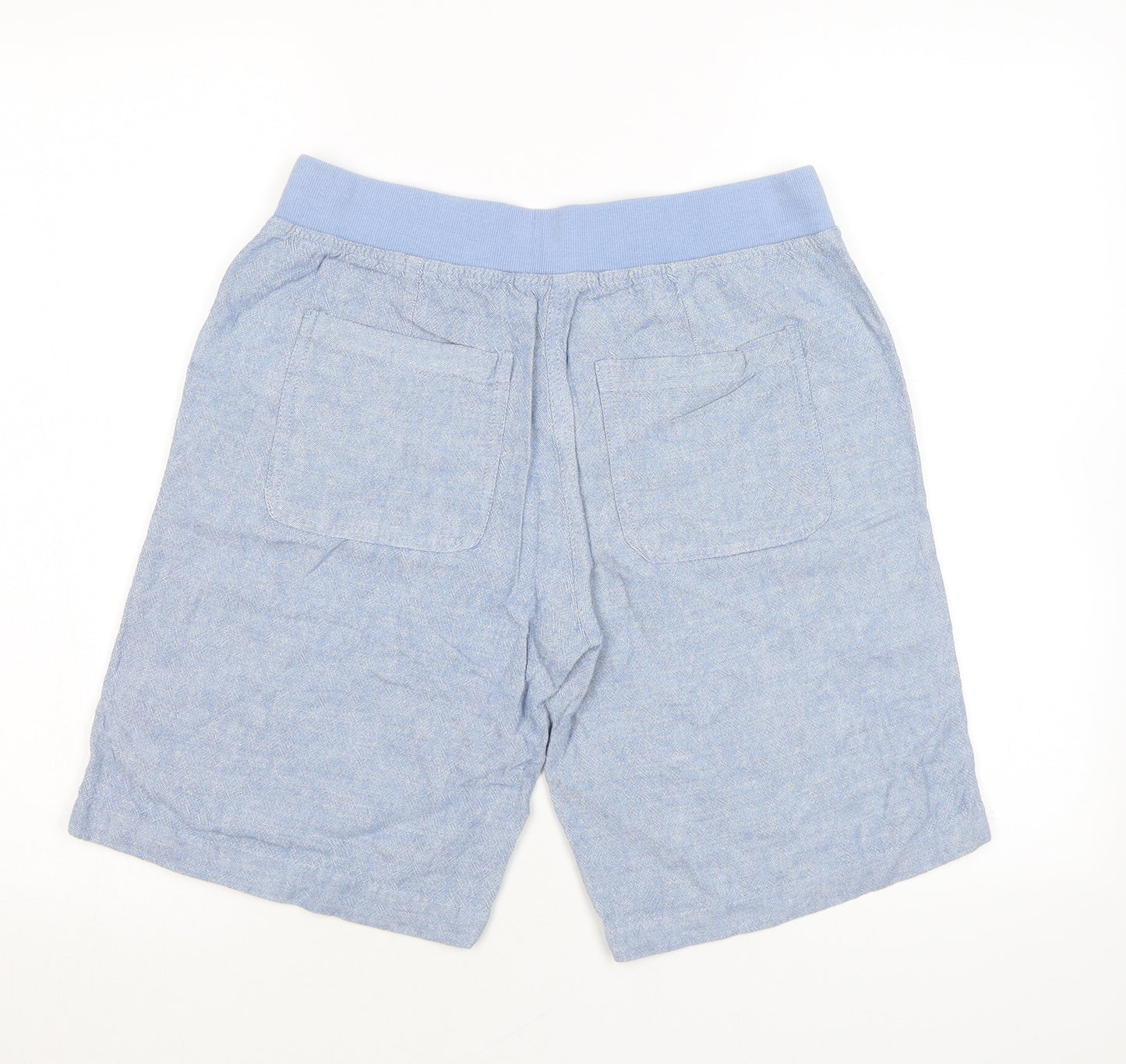 Full Circle Womens Blue Linen Bermuda Shorts Size 12 L8 in Regular Drawstring