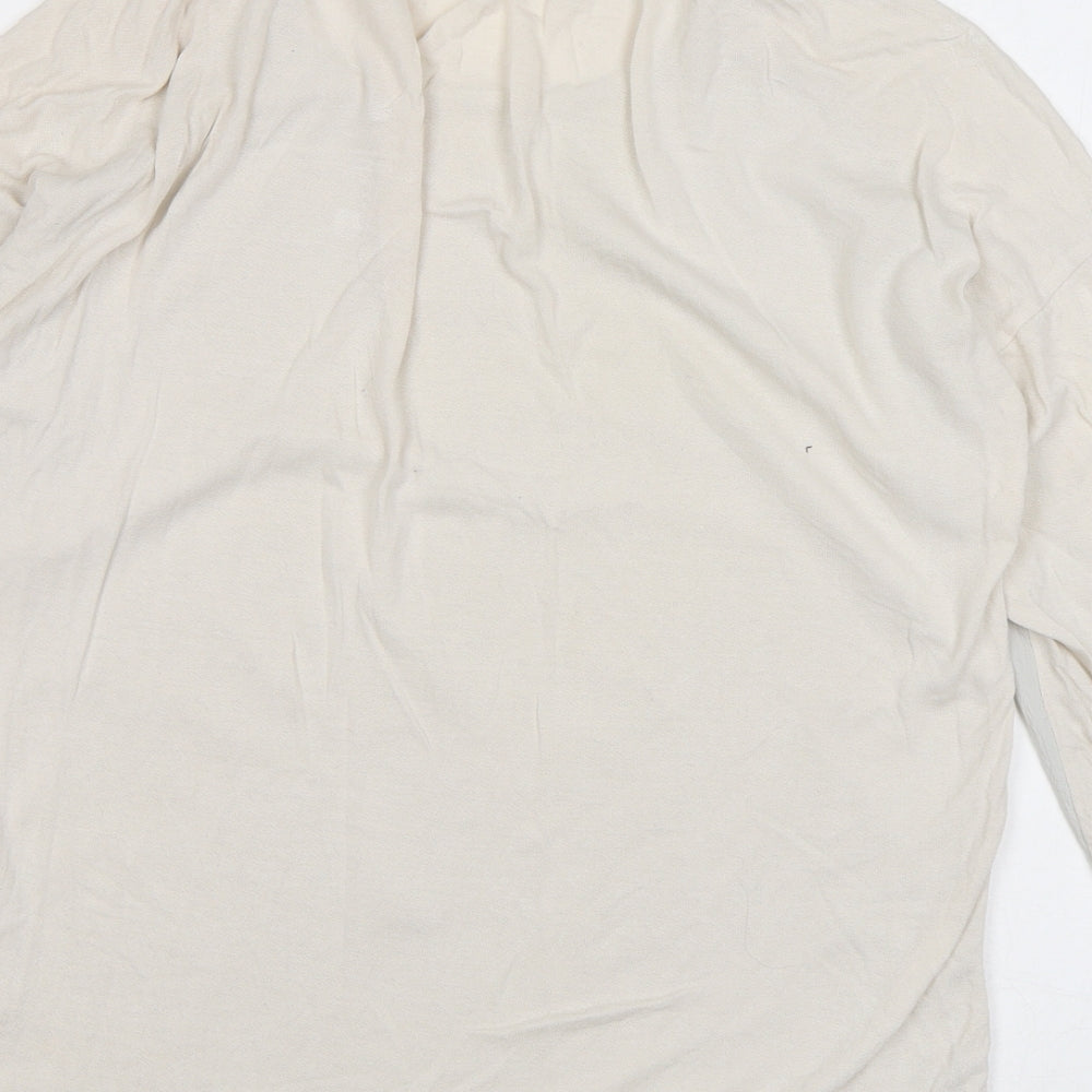 Marks and Spencer Womens Ivory Polyester Basic Blouse Size 8 Round Neck