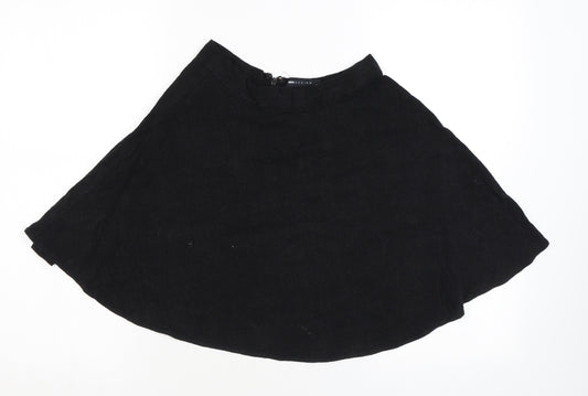 ASOS Womens Black Viscose A-Line Skirt Size 6 Zip
