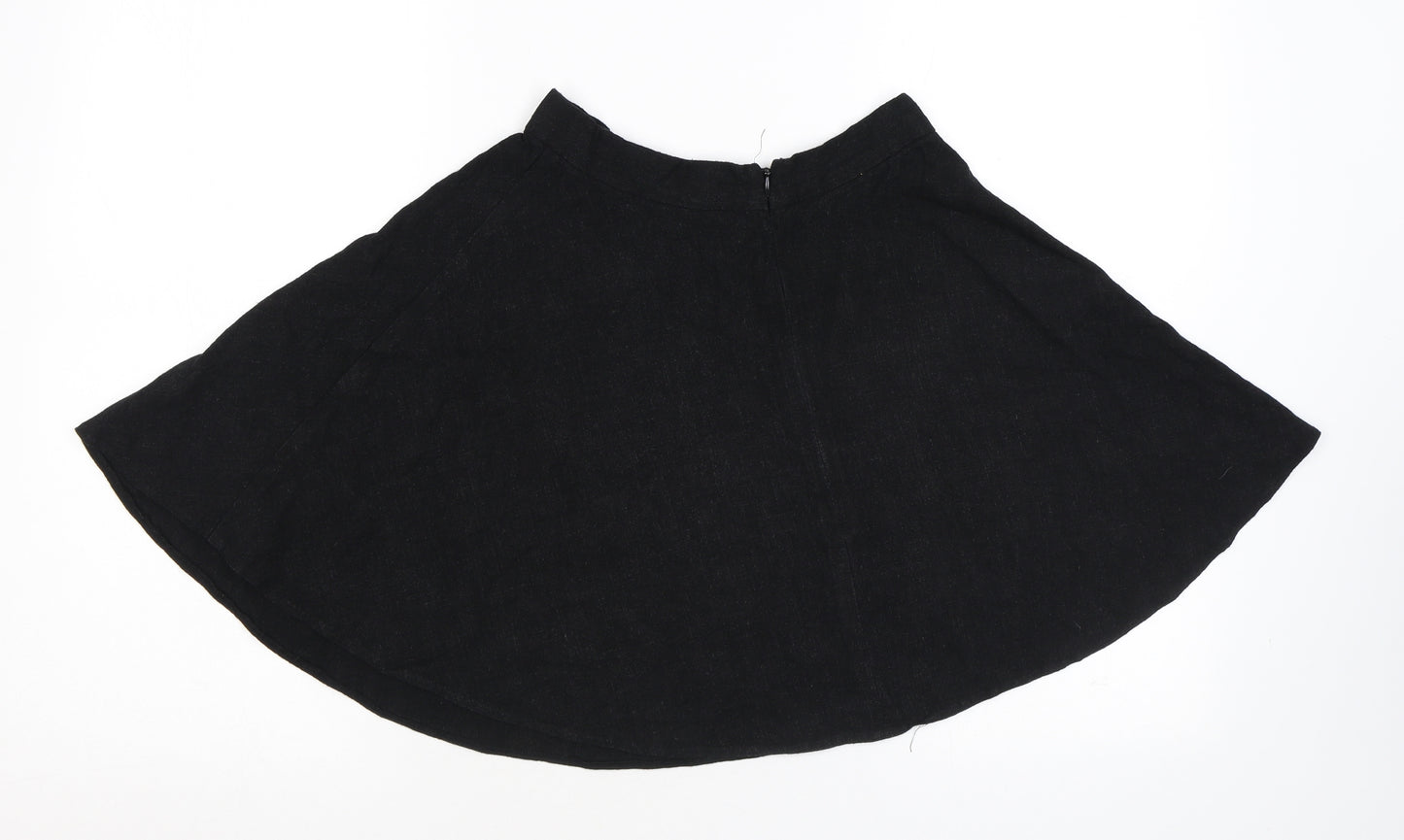 ASOS Womens Black Viscose A-Line Skirt Size 6 Zip