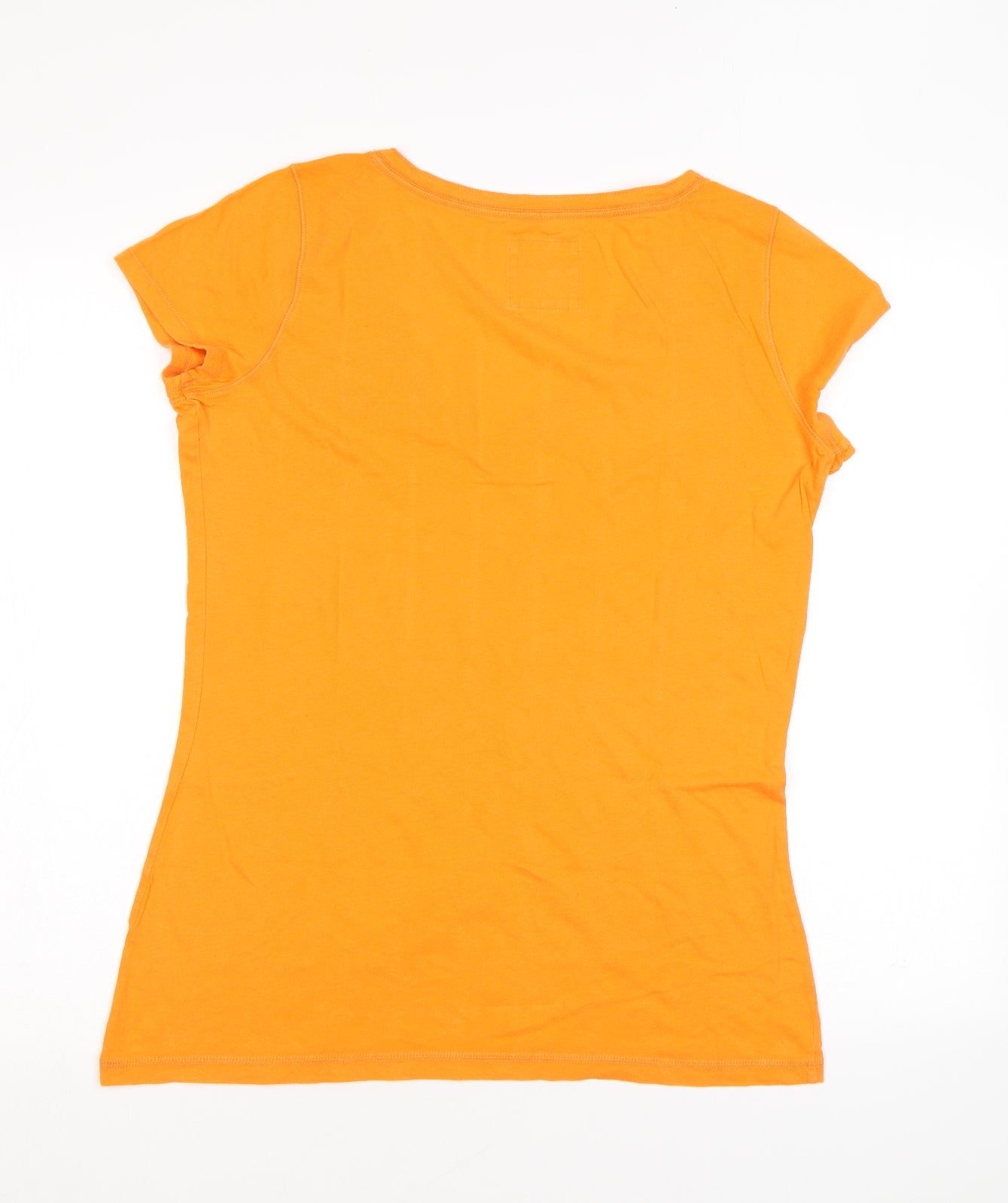 Hollister Womens Orange Polyester Basic T-Shirt Size L V-Neck