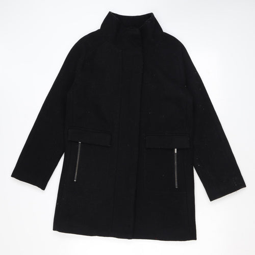 Mango Womens Black Overcoat Coat Size XS Zip