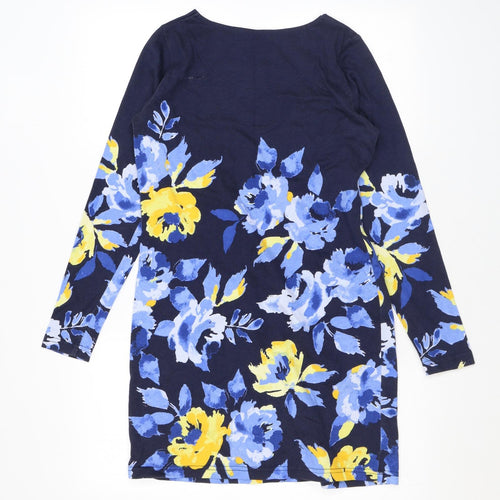 Joules Womens Blue Boat Neck Floral Cotton Tunic Jumper Size 8
