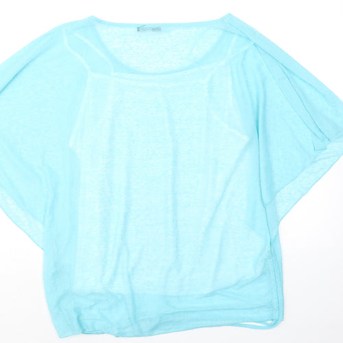 Quiz Womens Blue Polyester Basic Blouse Size 18 Round Neck