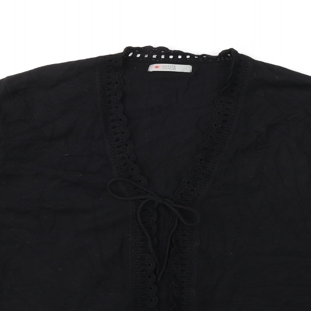Marks and Spencer Womens Black V-Neck Viscose Cardigan Jumper Size 16