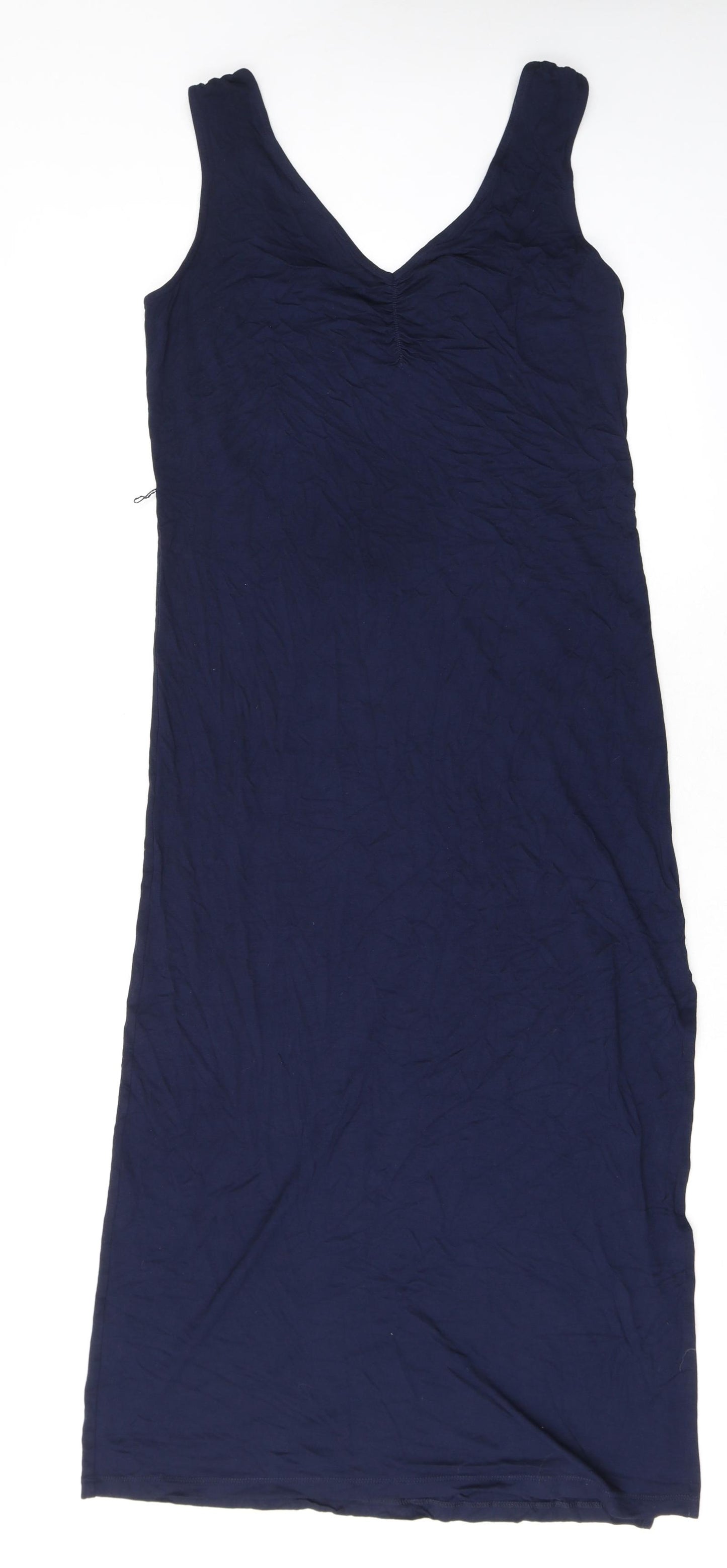 Marks and Spencer Womens Blue Viscose Tank Dress Size 12 V-Neck Pullover
