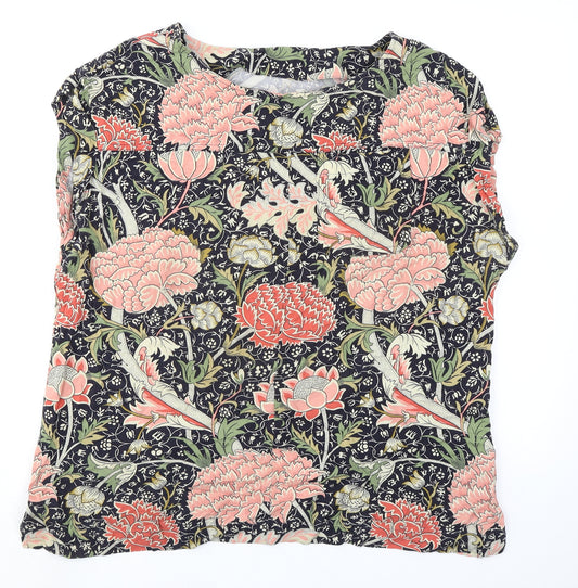 NEXT Womens Multicoloured Floral Viscose Basic T-Shirt Size 18 Round Neck