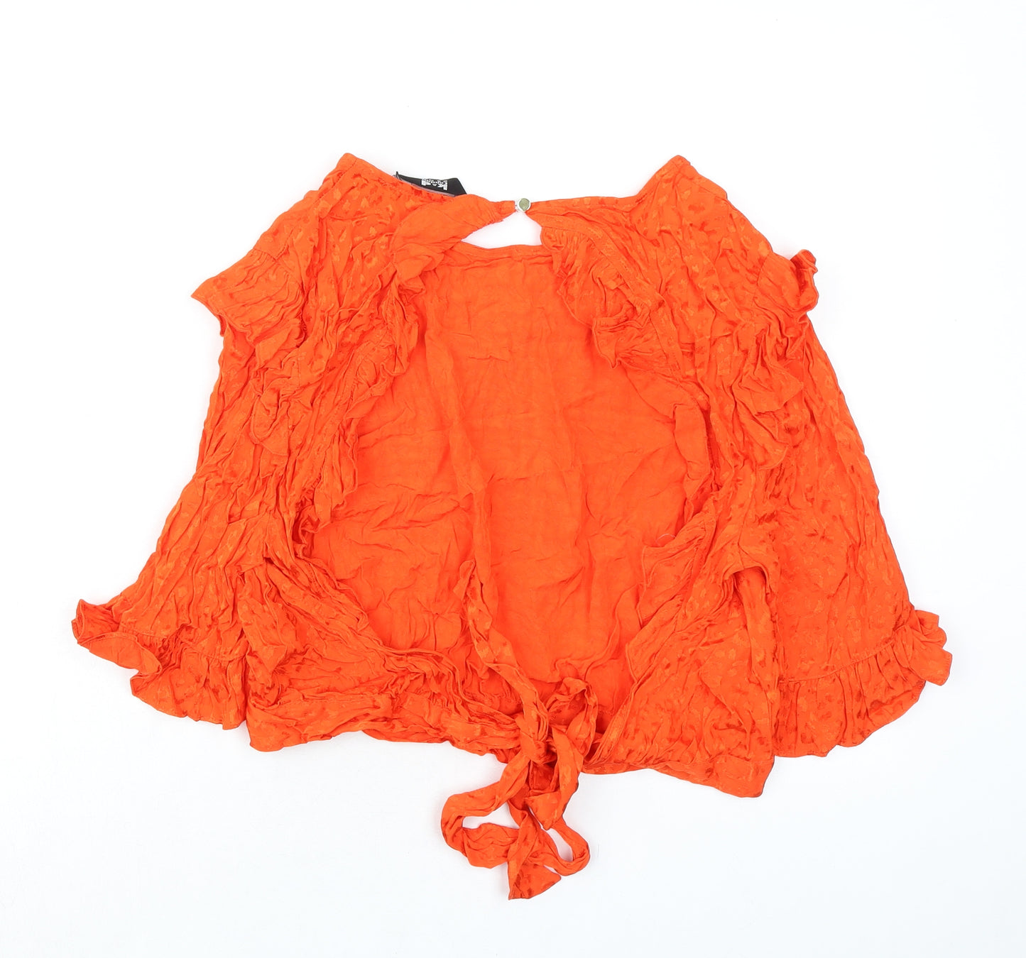K&D Womens Orange Animal Print Viscose Basic Blouse Size 16 Round Neck - Open Back Leopard Print