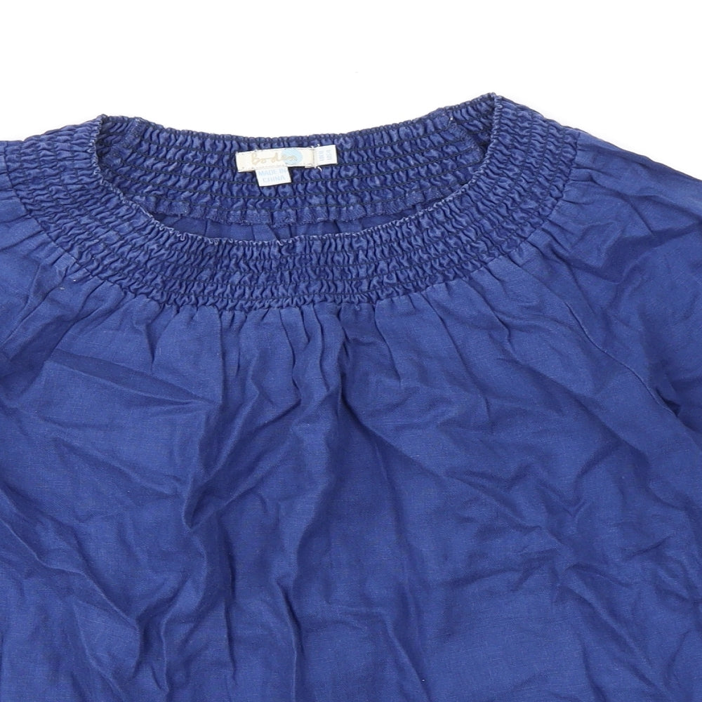 Boden Womens Blue Linen Basic Blouse Size 8 Round Neck