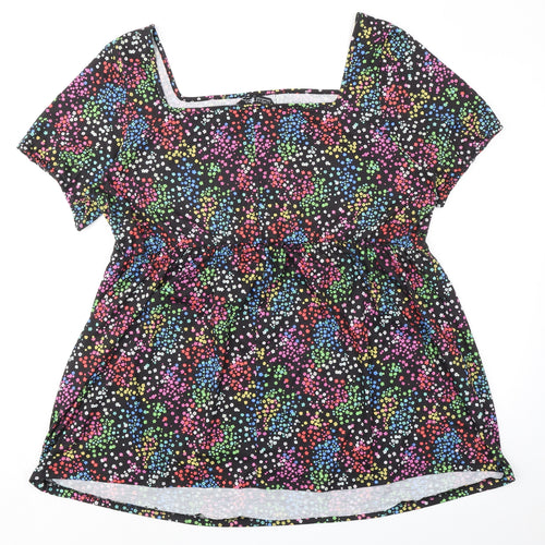 Yours Womens Multicoloured Floral Polyester Mini Size 22 Square Neck Pullover
