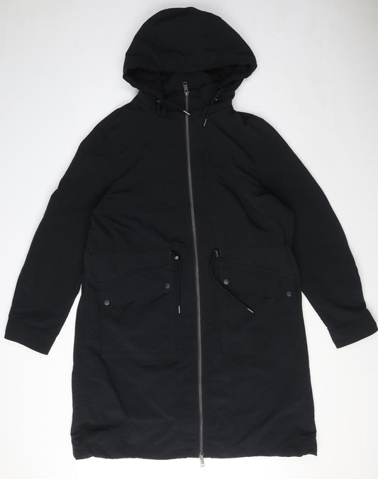 Marks and Spencer Womens Black Rain Coat Coat Size 14 Zip