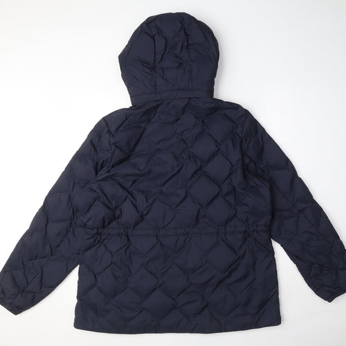 Marks and Spencer Womens Blue Quilted Coat Size 16 Zip - Puffer