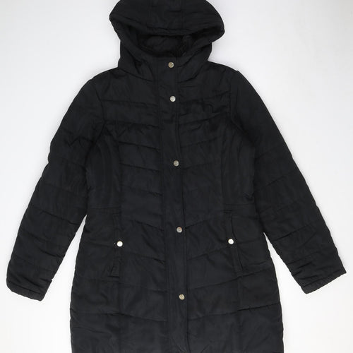 bebe Womens Black Puffer Jacket Coat Size L Zip