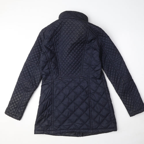 Andrew Marc Womens Blue Quilted Coat Size S Zip