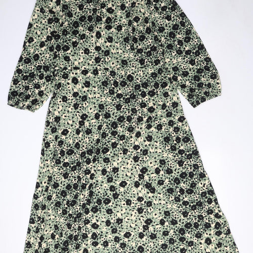 Dorothy Perkins Womens Green Geometric Polyester A-Line Size 18 V-Neck Pullover - Floral