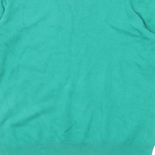 Red Herring Womens Green V-Neck Cotton Pullover Jumper Size 14