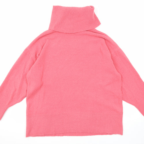 River Island Womens Pink Roll Neck Acrylic Pullover Jumper Size L